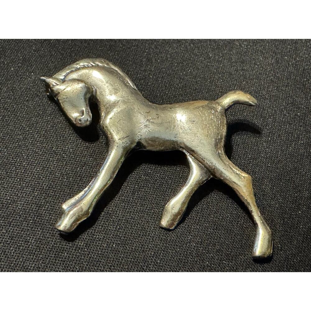 Vintage Sterling Pony Brooch